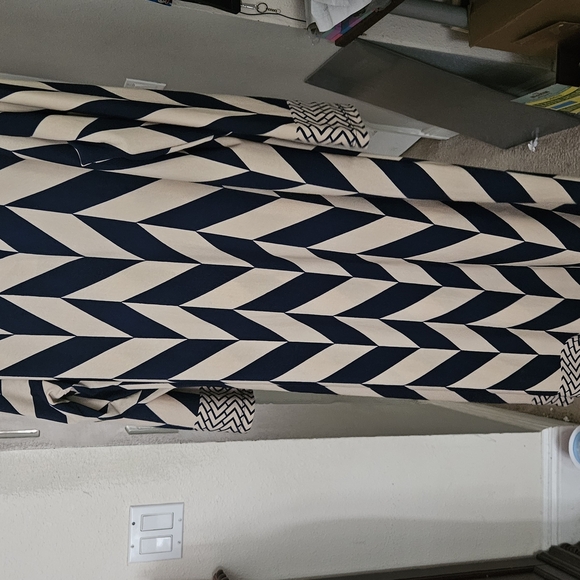 Navy and Cream Geometric Maxi Dress - Picture 1 of 1
